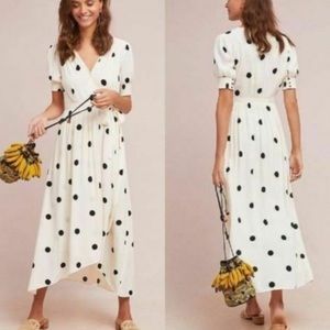 Anthropologie Maeve Polka Dot Wrap Dress